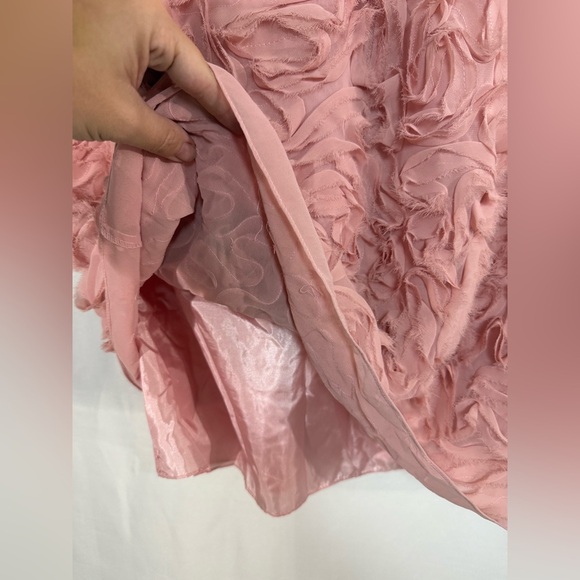 JS Collections Pink Chiffon Rosette Dress 14 Flutter Cocktail Party Wedding - Picture 5 of 13